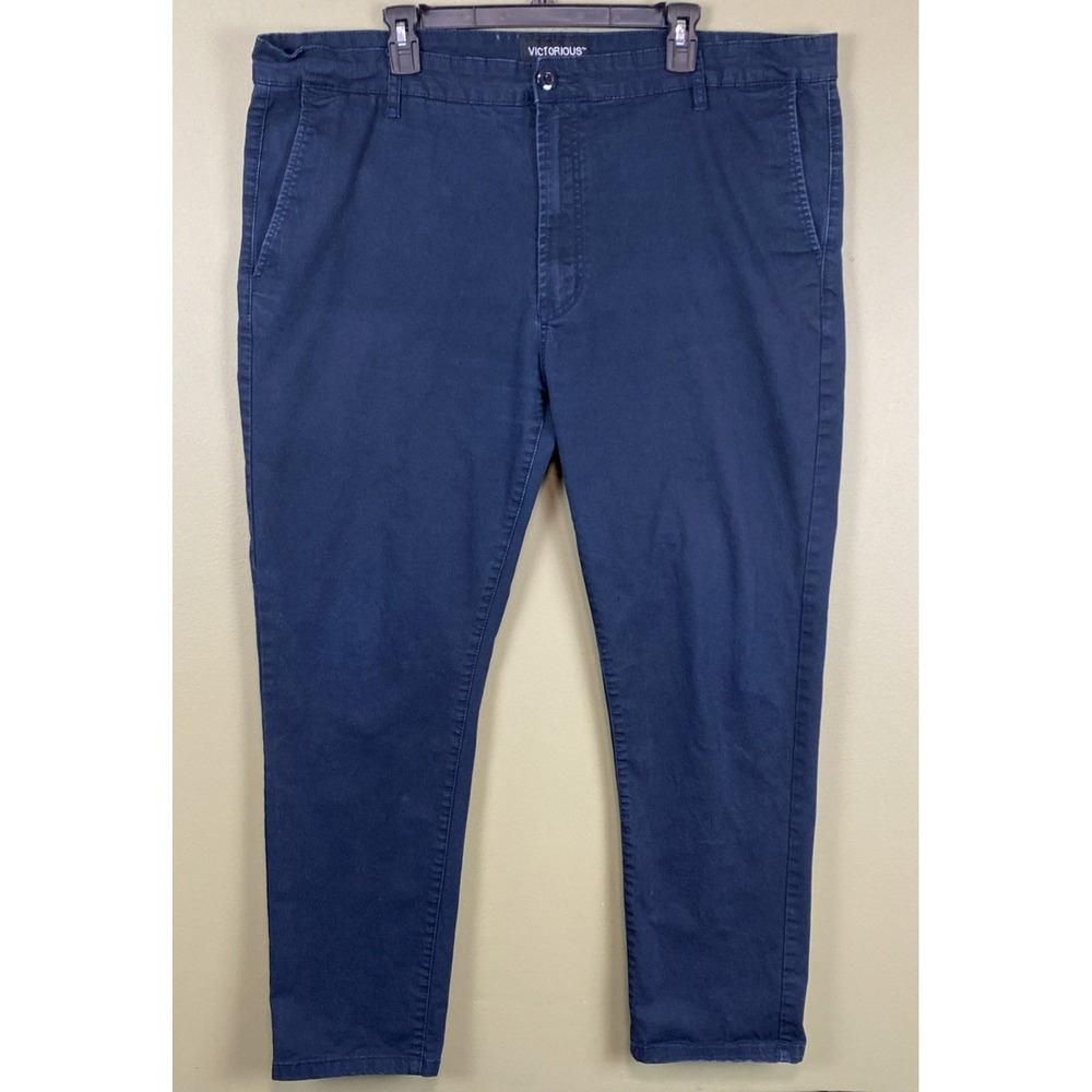 Victorious Chino Khaki Casual Navy Pants Size Men 42 X 30 Stretch Straight